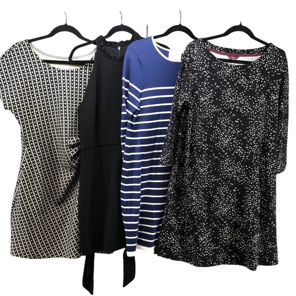 Saturday Sunday Dress Womens Large Black White Geometric Ruched Anthropologie